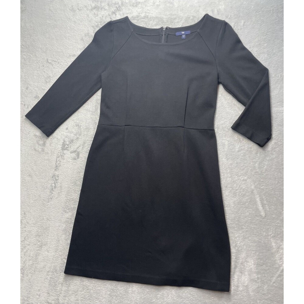 Gap Black 3/4 Sleeve Dress Size 8 Zip Career Casual